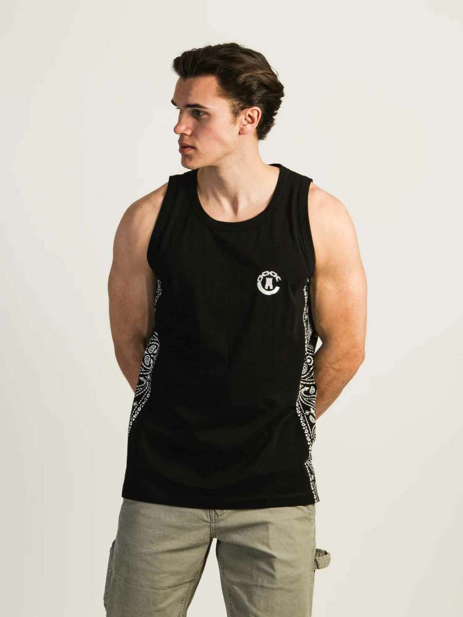 Black Tank Top with Paisley Side Panels